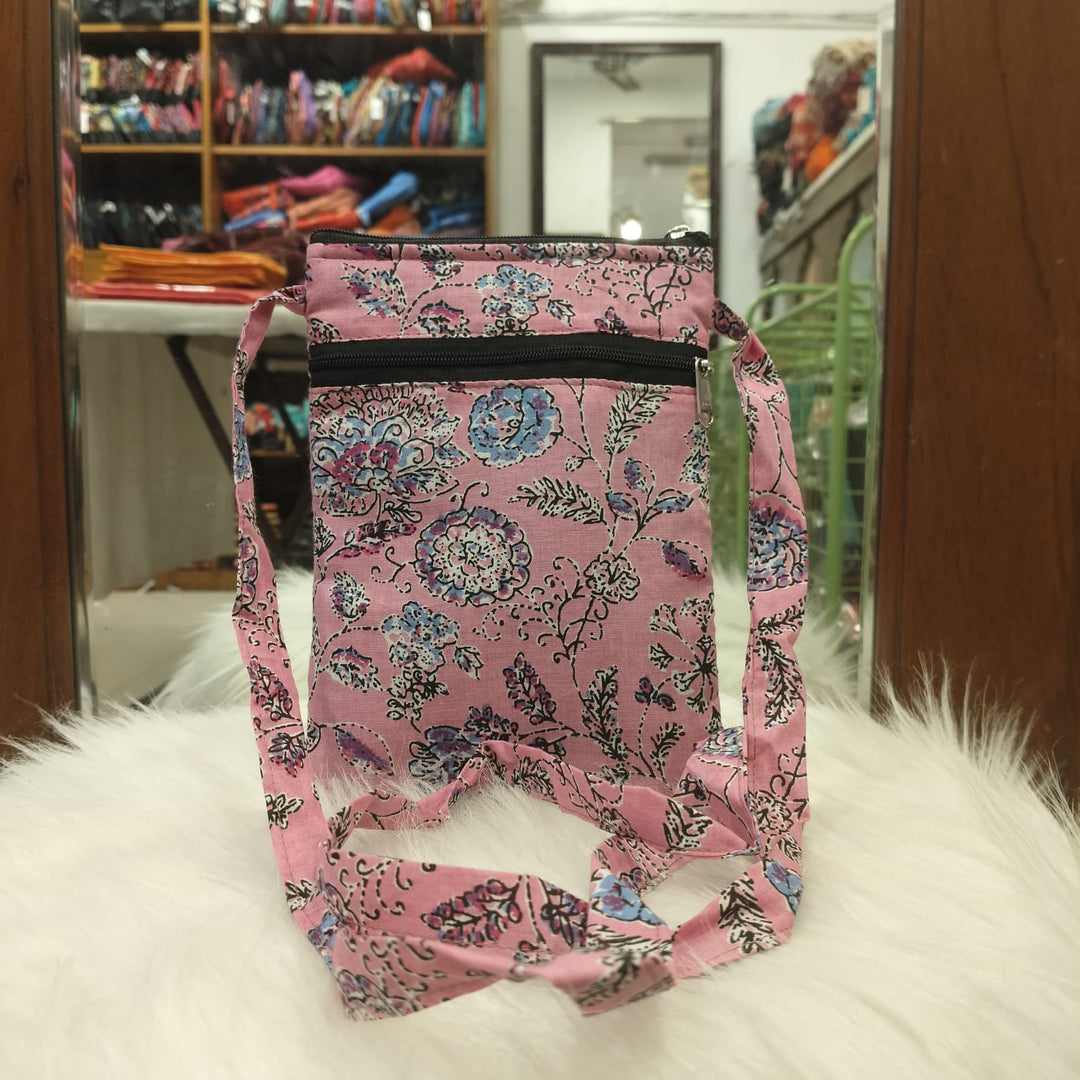 Daily Sling light pink With Black Flower print