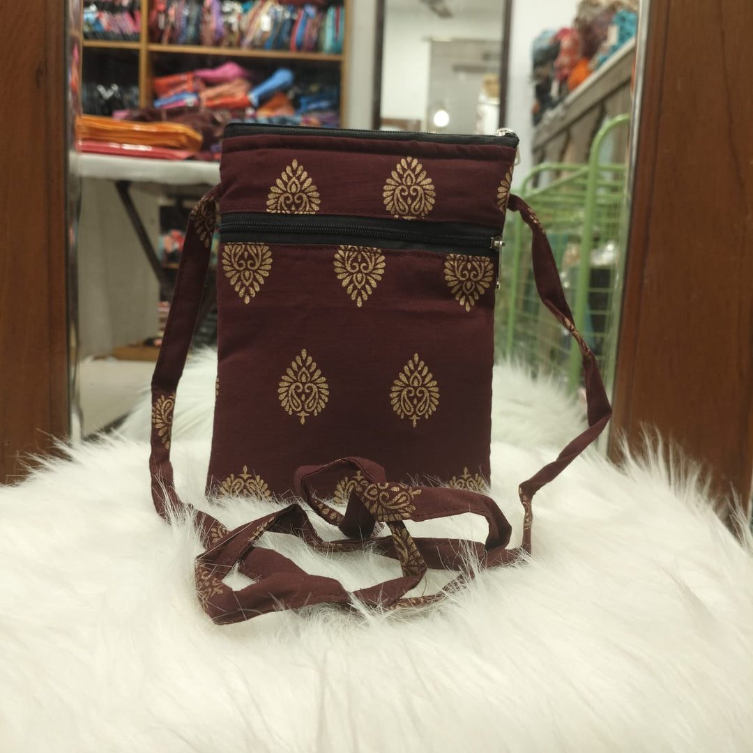 Daily Sling Brown With Gold print