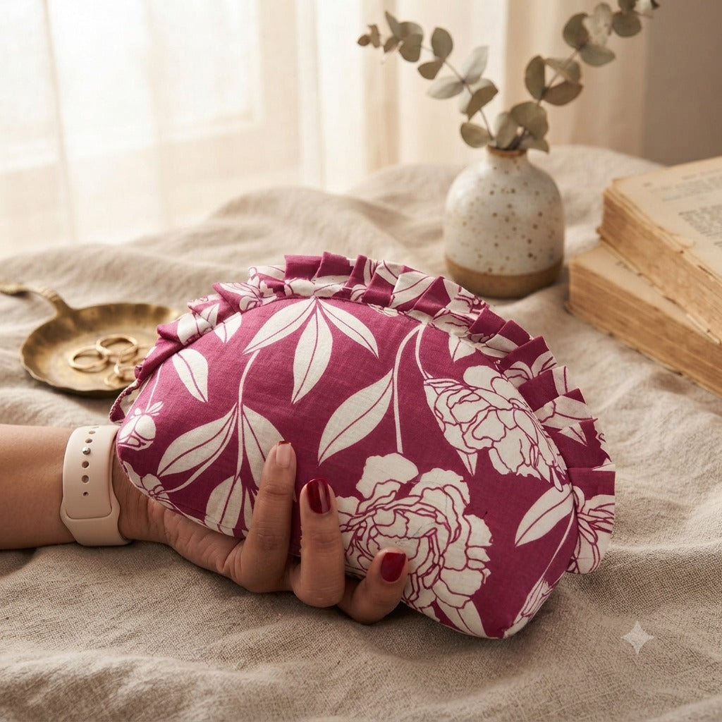 Frill Purse- pink color with floral printed