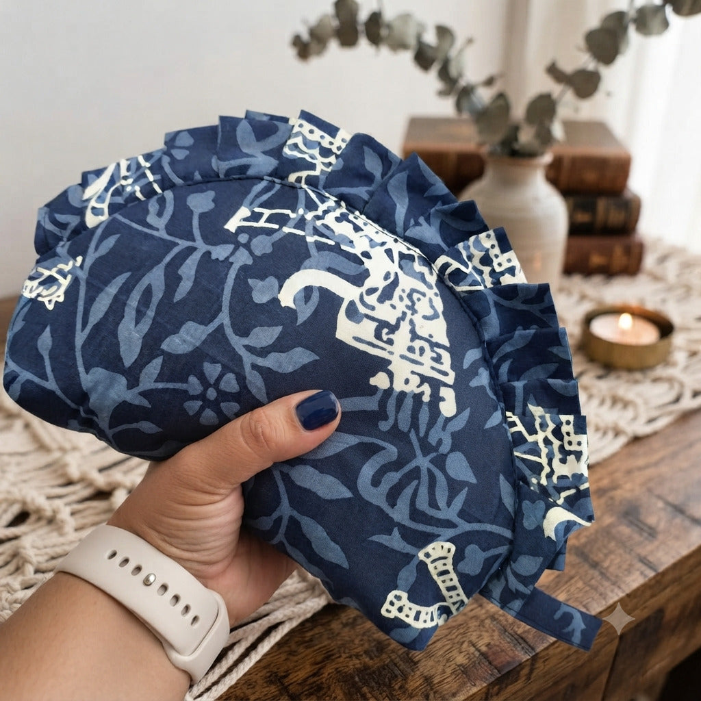 Frill Purse- Navy Vine  printed