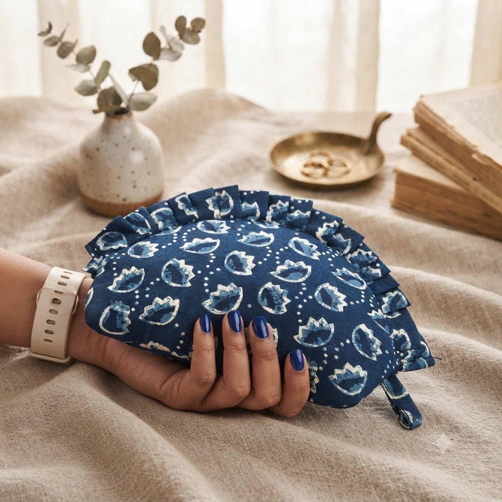 Frill Purse- Indigo Batik printed