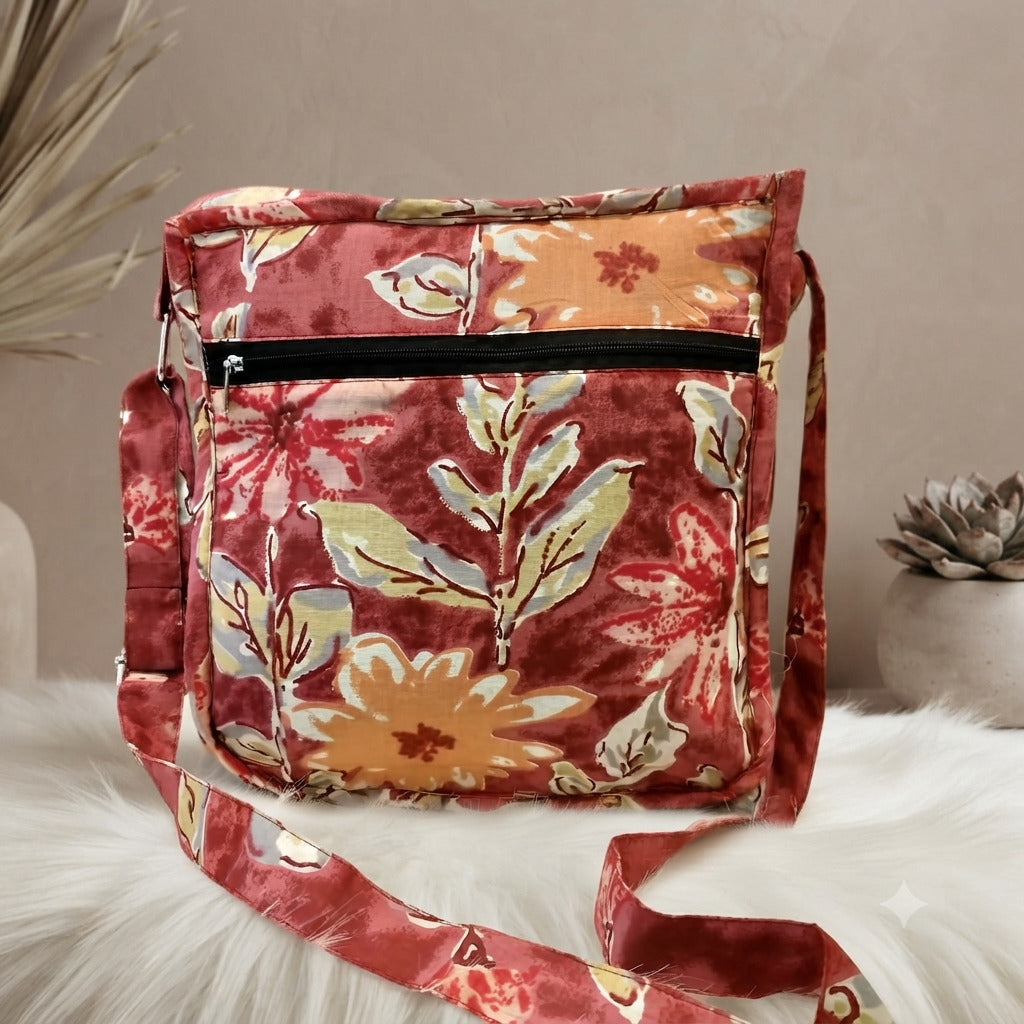 Xtra Sling bag - Red Floral printed
