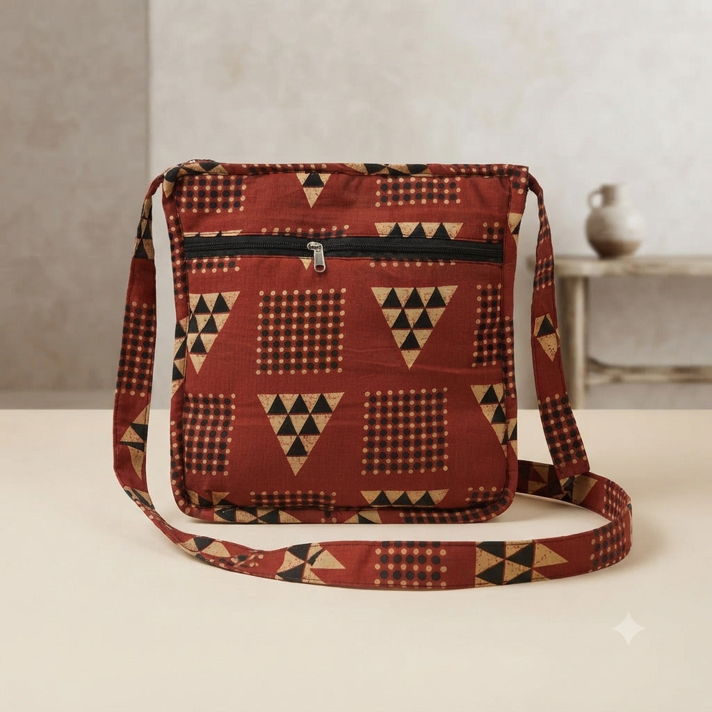 Xtra Sling bag - Red Geometric Print