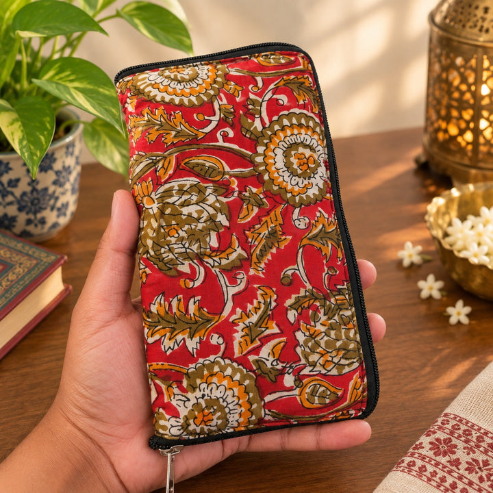 Harmonium Purse - Red Kalamkari