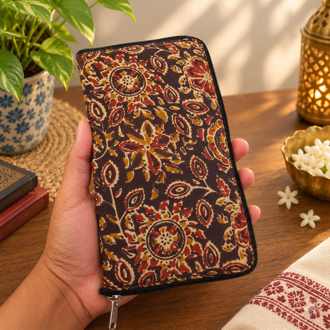 Harmonium Purse - Brown Kalamkari