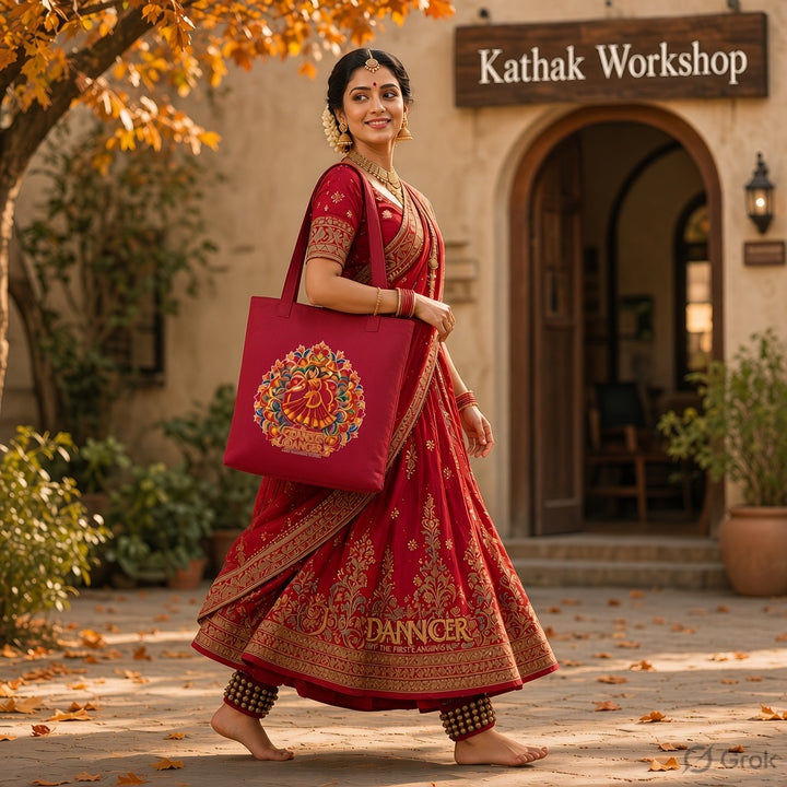 Kathak Dancer Tote - Red (Pre-Order)