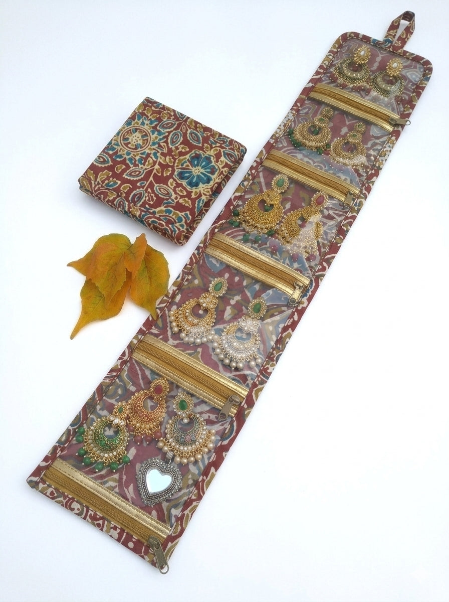 Jewel Pouch - Rust Kalamkari