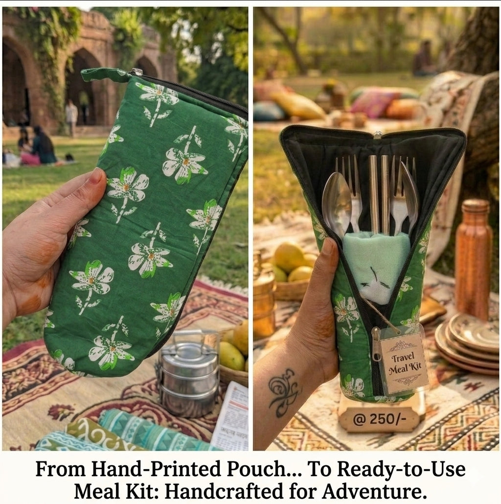 Travel Meal Kit - Heritage Green Floral Motif