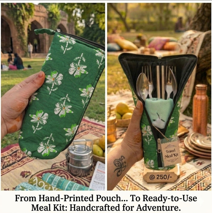 Travel Meal Kit - Heritage Green Floral Motif