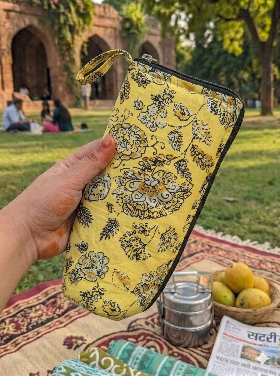 Travel Meal Kit - Yellow Floral Block Print