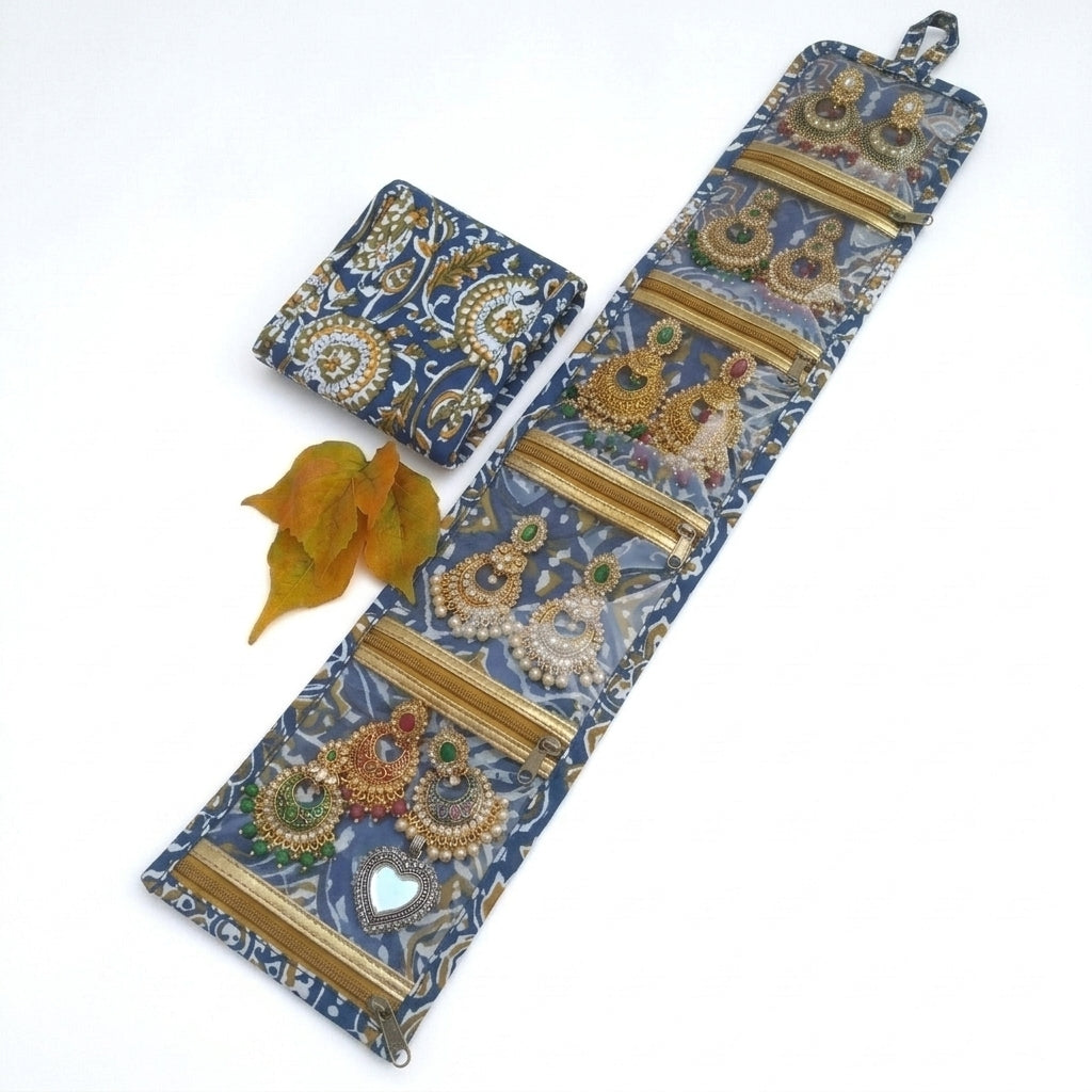 Jewel Pouch - Blue Kalamkari