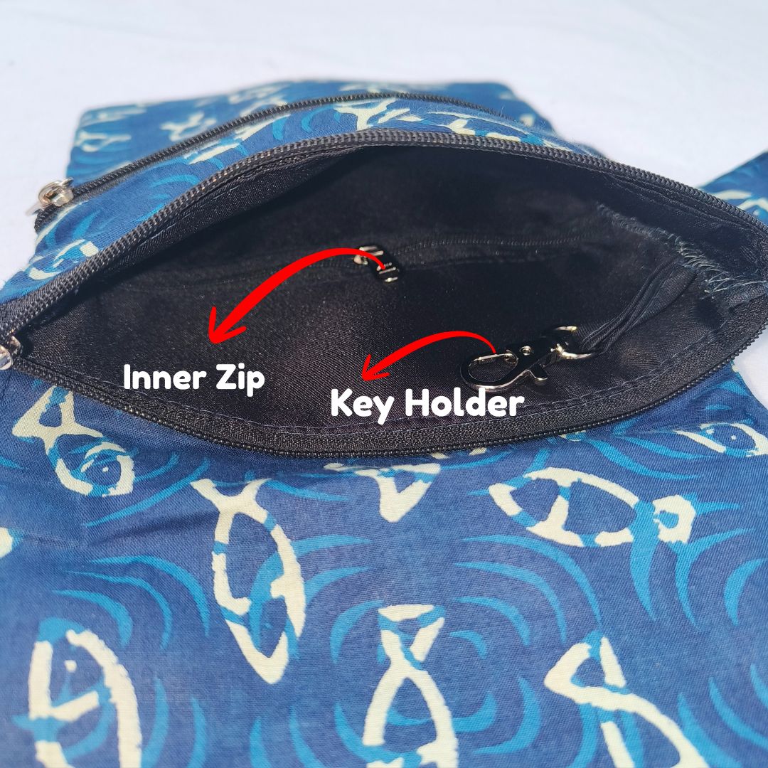 Pilgrim Bag - Fish Jaipur Print Blue