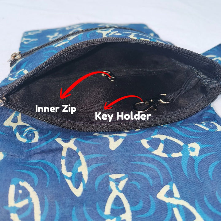Pilgrim Bag - Fish Jaipur Print Blue