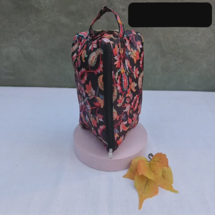 3 Way Zip Vanity peacock Leaf Print