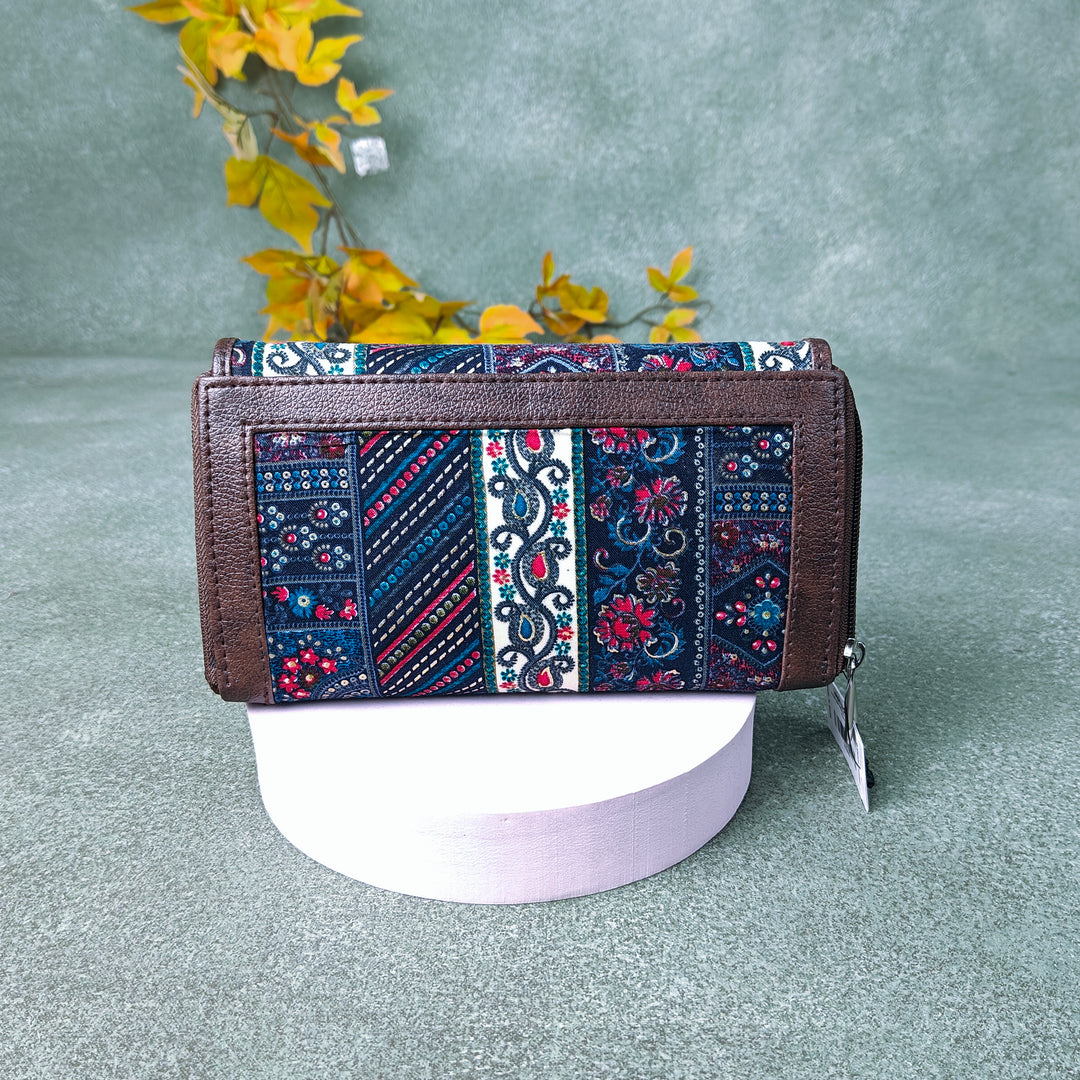 Handmade Wallets Dual Zip Blue Turkish Kilm Prints