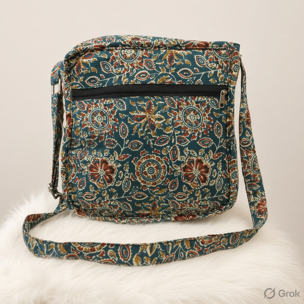 Xtra Sling bag Green kalamkari